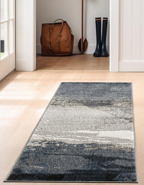 Blue 2' x 6' 1 Norge Runner Area Rug 100% Polypropylene Easy Clean Non Shed Stain Resistant Modern Carpet for Home Interior Design for Sale at Rug Engine