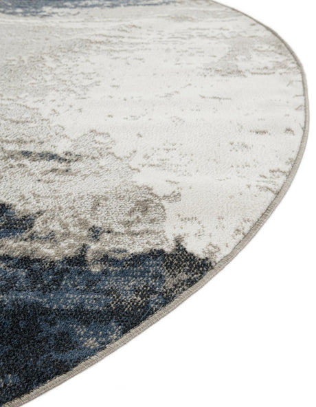 Blue 4' 1 x 4' 1 Norge Round Area Rug 100% Polypropylene Easy Clean Non Shed Stain Resistant Modern Carpet for Home Interior Design for Sale at Rug Engine