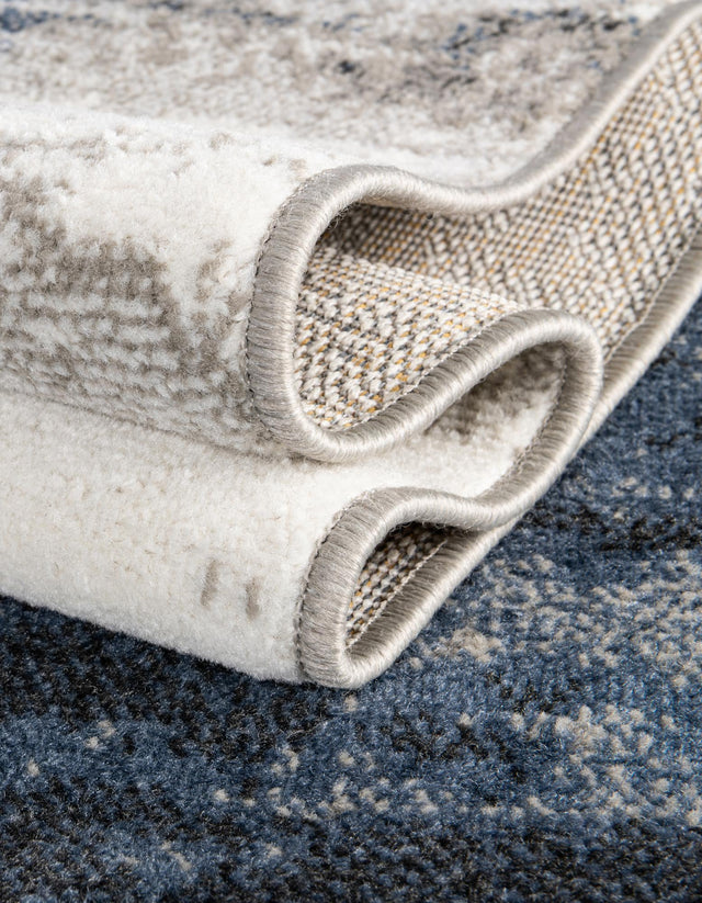 Blue 4' 1 x 4' 1 Norge Round Area Rug 100% Polypropylene Easy Clean Non Shed Stain Resistant Modern Carpet for Home Interior Design for Sale at Rug Engine