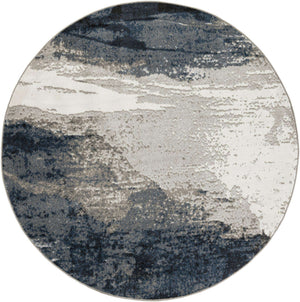 Blue 7' 10 x 7' 10 Norge Round Area Rug 100% Polypropylene Easy Clean Non Shed Stain Resistant Modern Carpet for Home Interior Design for Sale at Rug Engine