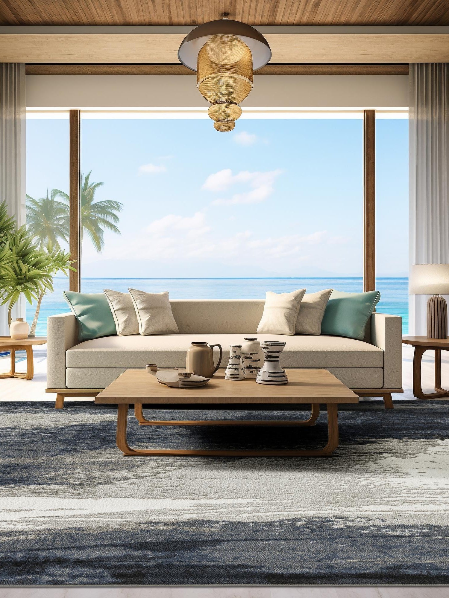 Blue 7' 10 x 7' 10 Norge Square Area Rug 100% Polypropylene Easy Clean Non Shed Stain Resistant Modern Carpet for Home Interior Design for Sale at Rug Engine