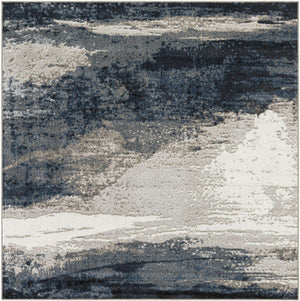 Blue 7' 10 x 7' 10 Norge Square Area Rug 100% Polypropylene Easy Clean Non Shed Stain Resistant Modern Carpet for Home Interior Design for Sale at Rug Engine