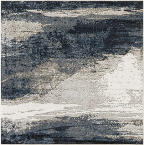 Blue 7' 10 x 7' 10 Norge Square Area Rug 100% Polypropylene Easy Clean Non Shed Stain Resistant Modern Carpet for Home Interior Design for Sale at Rug Engine