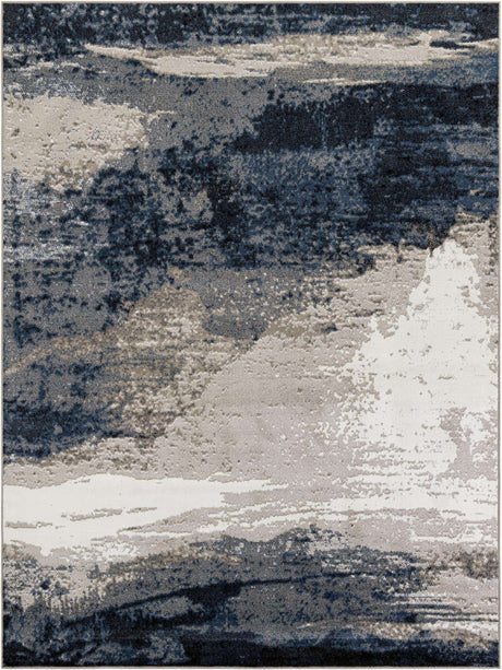 Blue 9' x 12' Norge Rectangle Area Rug 100% Polypropylene Easy Clean Non Shed Stain Resistant Modern Carpet for Home Interior Design for Sale at Rug Engine