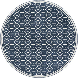 Blue 10' x 10' Norge Round Area Rug 100% Polypropylene Easy Clean Non Shed Stain Resistant Modern Carpet for Home Interior Design for Sale at Rug Engine
