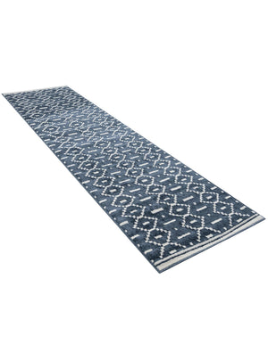 Blue 2' 7 x 10' Norge Runner Area Rug 100% Polypropylene Easy Clean Non Shed Stain Resistant Modern Carpet for Home Interior Design for Sale at Rug Engine