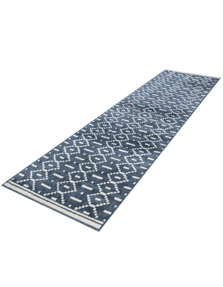 Blue 2' 7 x 10' Norge Runner Area Rug 100% Polypropylene Easy Clean Non Shed Stain Resistant Modern Carpet for Home Interior Design for Sale at Rug Engine
