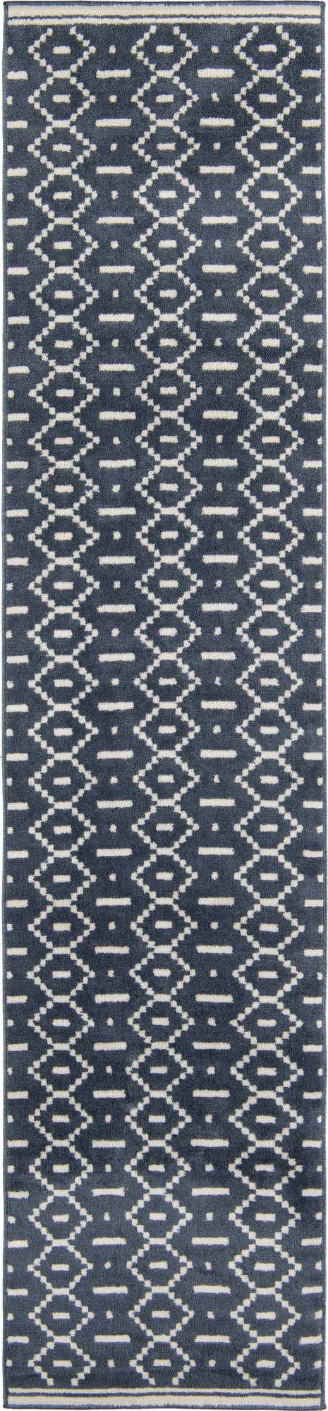 Blue 2' 7 x 12' Norge Runner Area Rug 100% Polypropylene Easy Clean Non Shed Stain Resistant Modern Carpet for Home Interior Design for Sale at Rug Engine