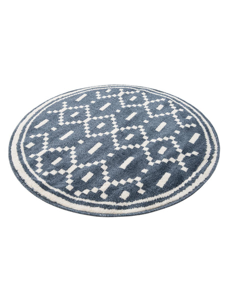 Blue 3' 1 x 3' 1 Norge Round Area Rug 100% Polypropylene Easy Clean Non Shed Stain Resistant Modern Carpet for Home Interior Design for Sale at Rug Engine