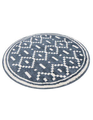Blue 3' 1 x 3' 1 Norge Round Area Rug 100% Polypropylene Easy Clean Non Shed Stain Resistant Modern Carpet for Home Interior Design for Sale at Rug Engine
