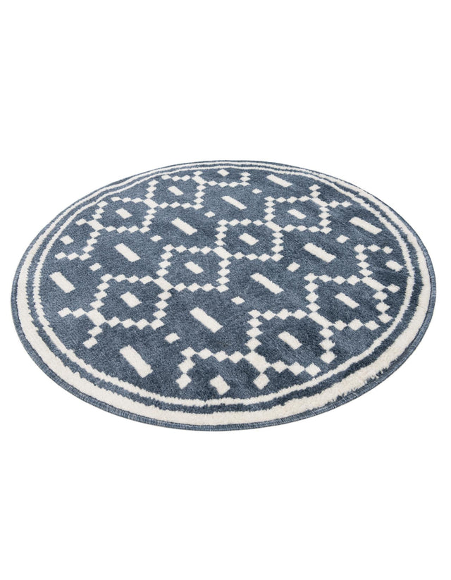 Blue 3' 1 x 3' 1 Norge Round Area Rug 100% Polypropylene Easy Clean Non Shed Stain Resistant Modern Carpet for Home Interior Design for Sale at Rug Engine