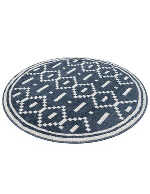 Blue 4' 1 x 4' 1 Norge Round Area Rug 100% Polypropylene Easy Clean Non Shed Stain Resistant Modern Carpet for Home Interior Design for Sale at Rug Engine