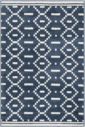 Blue 4' 1 x 6' 1 Norge Rectangle Area Rug 100% Polypropylene Easy Clean Non Shed Stain Resistant Modern Carpet for Home Interior Design for Sale at Rug Engine