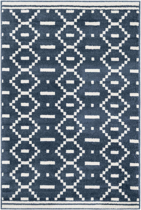 Blue 4' 1 x 6' 1 Norge Rectangle Area Rug 100% Polypropylene Easy Clean Non Shed Stain Resistant Modern Carpet for Home Interior Design for Sale at Rug Engine