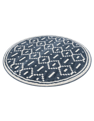Blue 5' 1 x 5' 1 Norge Round Area Rug 100% Polypropylene Easy Clean Non Shed Stain Resistant Modern Carpet for Home Interior Design for Sale at Rug Engine