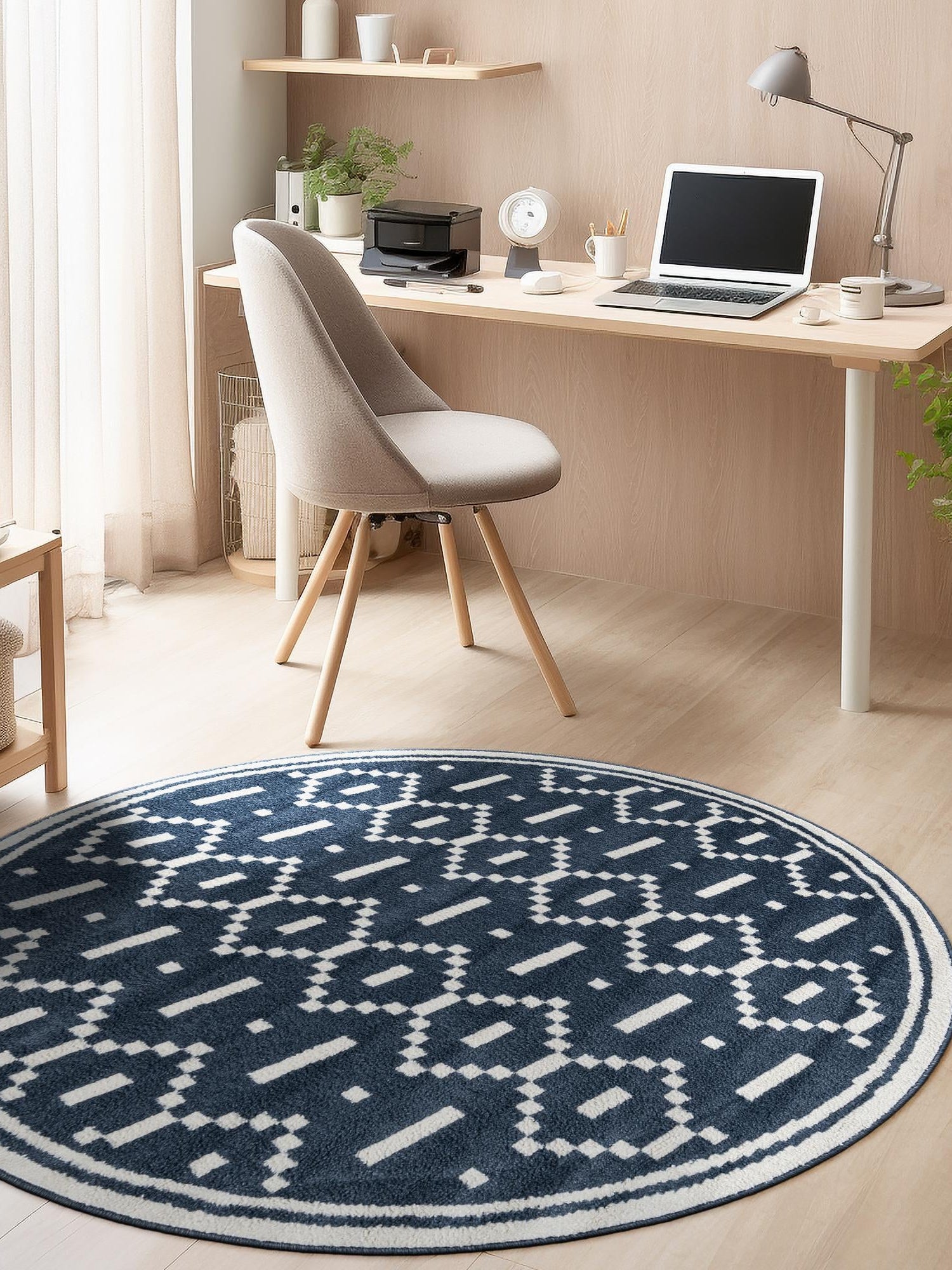 Blue 3' 1 x 3' 1 Norge Round Area Rug 100% Polypropylene Easy Clean Non Shed Stain Resistant Modern Carpet for Home Interior Design for Sale at Rug Engine