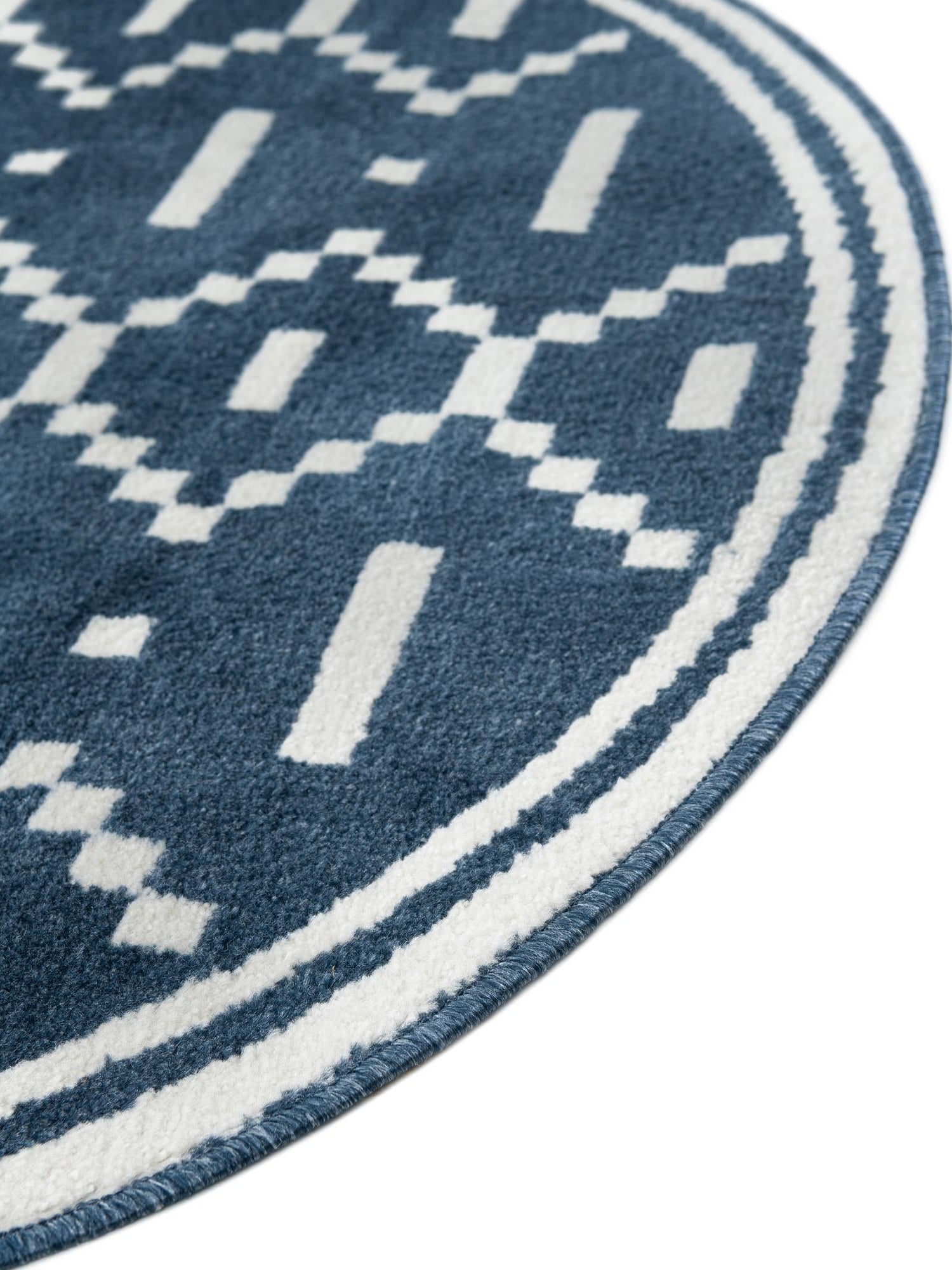 Blue 3' 1 x 3' 1 Norge Round Area Rug 100% Polypropylene Easy Clean Non Shed Stain Resistant Modern Carpet for Home Interior Design for Sale at Rug Engine