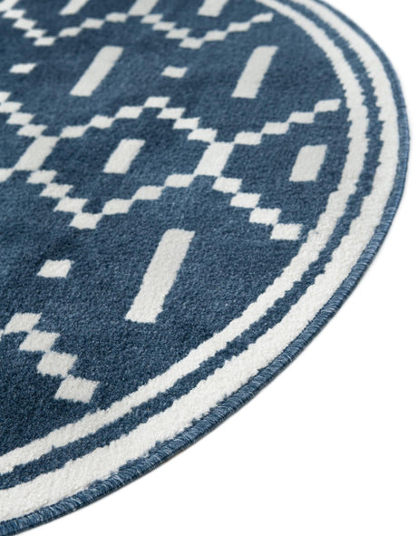 Blue 3' 1 x 3' 1 Norge Round Area Rug 100% Polypropylene Easy Clean Non Shed Stain Resistant Modern Carpet for Home Interior Design for Sale at Rug Engine