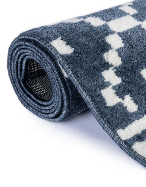 Blue 4' 1 x 4' 1 Norge Round Area Rug 100% Polypropylene Easy Clean Non Shed Stain Resistant Modern Carpet for Home Interior Design for Sale at Rug Engine