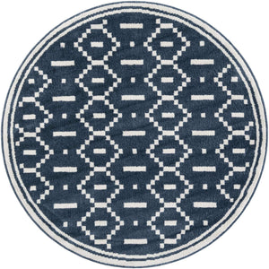 Blue 5' 1 x 5' 1 Norge Round Area Rug 100% Polypropylene Easy Clean Non Shed Stain Resistant Modern Carpet for Home Interior Design for Sale at Rug Engine
