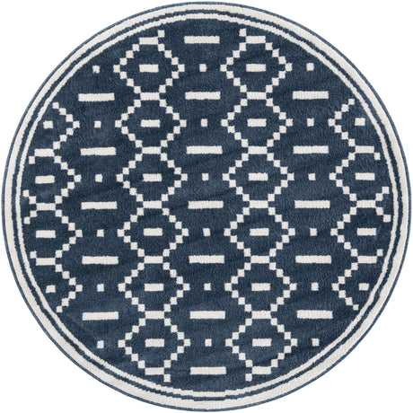 Blue 5' 1 x 5' 1 Norge Round Area Rug 100% Polypropylene Easy Clean Non Shed Stain Resistant Modern Carpet for Home Interior Design for Sale at Rug Engine