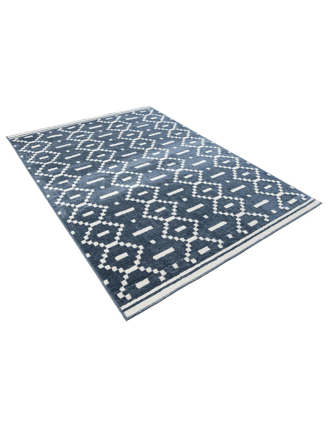 Blue 5' 1 x 7' 1 Norge Rectangle Area Rug 100% Polypropylene Easy Clean Non Shed Stain Resistant Modern Carpet for Home Interior Design for Sale at Rug Engine