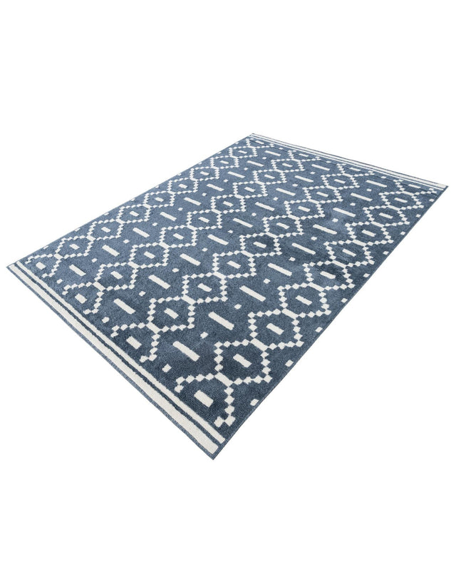 Blue 5' 1 x 7' 1 Norge Rectangle Area Rug 100% Polypropylene Easy Clean Non Shed Stain Resistant Modern Carpet for Home Interior Design for Sale at Rug Engine