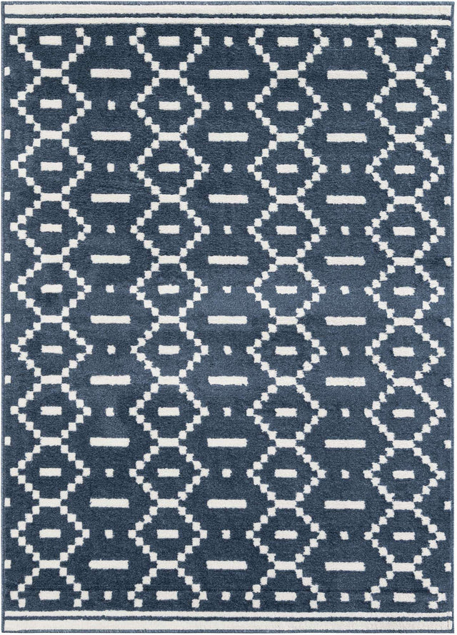 Blue 5' 1 x 7' 1 Norge Rectangle Area Rug 100% Polypropylene Easy Clean Non Shed Stain Resistant Modern Carpet for Home Interior Design for Sale at Rug Engine
