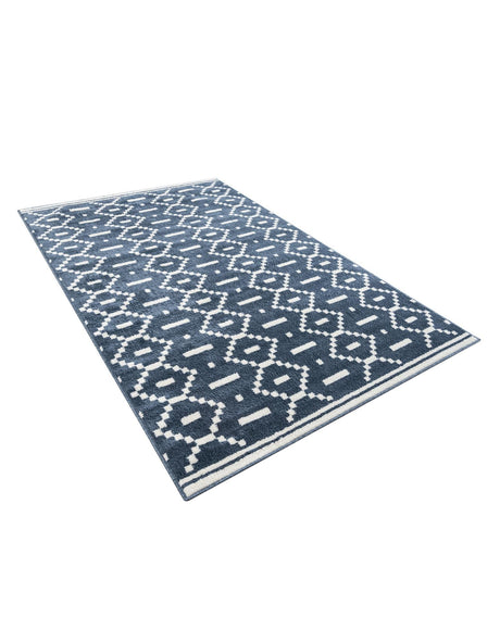 Blue 5' 1 x 8' Norge Rectangle Area Rug 100% Polypropylene Easy Clean Non Shed Stain Resistant Modern Carpet for Home Interior Design for Sale at Rug Engine