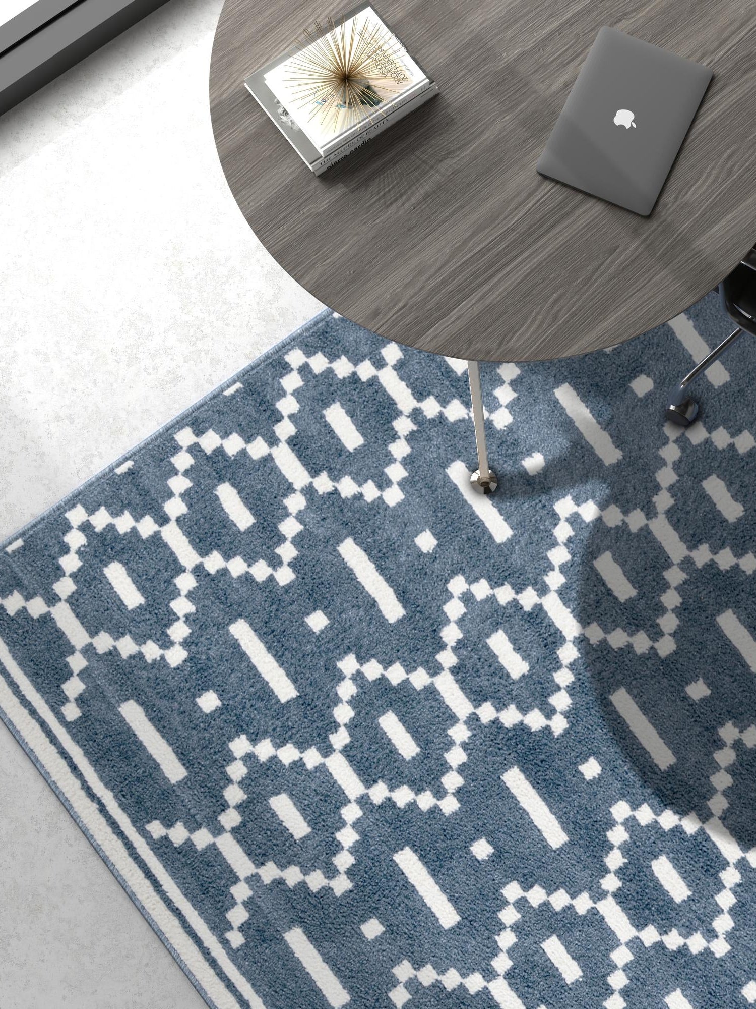 Blue 7' 10 x 10' Norge Rectangle Area Rug 100% Polypropylene Easy Clean Non Shed Stain Resistant Modern Carpet for Home Interior Design for Sale at Rug Engine