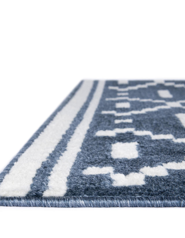 Blue 5' 1 x 8' Norge Rectangle Area Rug 100% Polypropylene Easy Clean Non Shed Stain Resistant Modern Carpet for Home Interior Design for Sale at Rug Engine