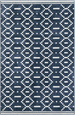 Blue 5' 1 x 8' Norge Rectangle Area Rug 100% Polypropylene Easy Clean Non Shed Stain Resistant Modern Carpet for Home Interior Design for Sale at Rug Engine