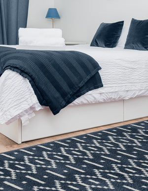 Blue 2' x 6' 1 Norge Runner Area Rug 100% Polypropylene Easy Clean Non Shed Stain Resistant Modern Carpet for Home Interior Design for Sale at Rug Engine