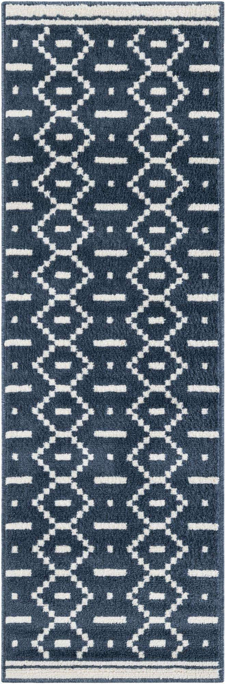 Blue 2' x 6' 1 Norge Runner Area Rug 100% Polypropylene Easy Clean Non Shed Stain Resistant Modern Carpet for Home Interior Design for Sale at Rug Engine