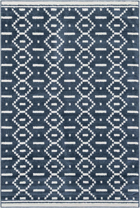 Blue 6' 1 x 9' Norge Rectangle Area Rug 100% Polypropylene Easy Clean Non Shed Stain Resistant Modern Carpet for Home Interior Design for Sale at Rug Engine