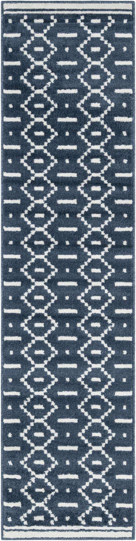 Blue 2' x 8' Norge Runner Area Rug 100% Polypropylene Easy Clean Non Shed Stain Resistant Modern Carpet for Home Interior Design for Sale at Rug Engine