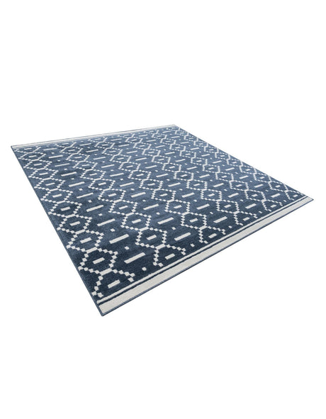 Blue 7' 10 x 7' 10 Norge Square Area Rug 100% Polypropylene Easy Clean Non Shed Stain Resistant Modern Carpet for Home Interior Design for Sale at Rug Engine