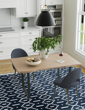 Blue 7' 10 x 7' 10 Norge Square Area Rug 100% Polypropylene Easy Clean Non Shed Stain Resistant Modern Carpet for Home Interior Design for Sale at Rug Engine