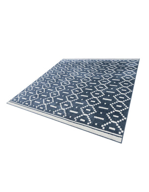 Blue 7' 10 x 7' 10 Norge Square Area Rug 100% Polypropylene Easy Clean Non Shed Stain Resistant Modern Carpet for Home Interior Design for Sale at Rug Engine