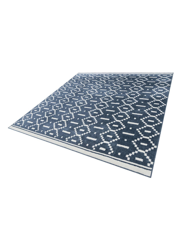 Blue 7' 10 x 7' 10 Norge Square Area Rug 100% Polypropylene Easy Clean Non Shed Stain Resistant Modern Carpet for Home Interior Design for Sale at Rug Engine