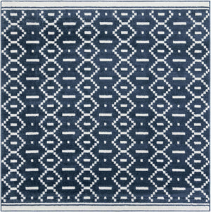 Blue 7' 10 x 7' 10 Norge Square Area Rug 100% Polypropylene Easy Clean Non Shed Stain Resistant Modern Carpet for Home Interior Design for Sale at Rug Engine