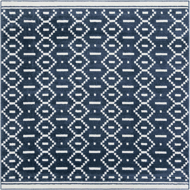 Blue 7' 10 x 7' 10 Norge Square Area Rug 100% Polypropylene Easy Clean Non Shed Stain Resistant Modern Carpet for Home Interior Design for Sale at Rug Engine