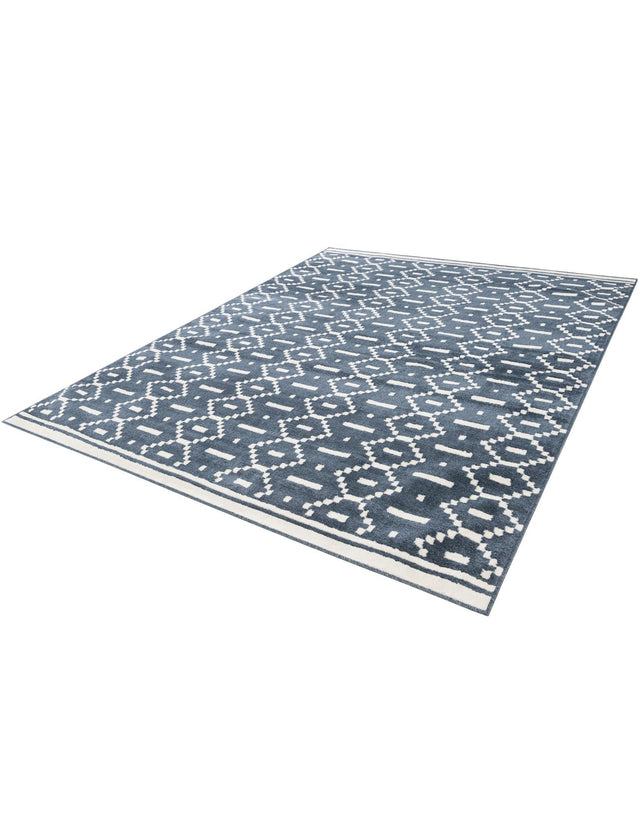 Blue 7' 10 x 10' Norge Rectangle Area Rug 100% Polypropylene Easy Clean Non Shed Stain Resistant Modern Carpet for Home Interior Design for Sale at Rug Engine