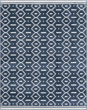 Blue 7' 10 x 10' Norge Rectangle Area Rug 100% Polypropylene Easy Clean Non Shed Stain Resistant Modern Carpet for Home Interior Design for Sale at Rug Engine