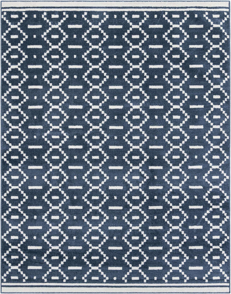 Blue 7' 10 x 10' Norge Rectangle Area Rug 100% Polypropylene Easy Clean Non Shed Stain Resistant Modern Carpet for Home Interior Design for Sale at Rug Engine