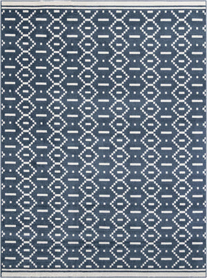 Blue 9' x 12' Norge Rectangle Area Rug 100% Polypropylene Easy Clean Non Shed Stain Resistant Modern Carpet for Home Interior Design for Sale at Rug Engine