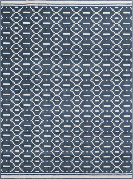 Blue 9' x 12' Norge Rectangle Area Rug 100% Polypropylene Easy Clean Non Shed Stain Resistant Modern Carpet for Home Interior Design for Sale at Rug Engine