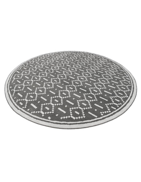 Gray 10' x 10' Norge Round Area Rug 100% Polypropylene Easy Clean Non Shed Stain Resistant Modern Carpet for Home Interior Design for Sale at Rug Engine
