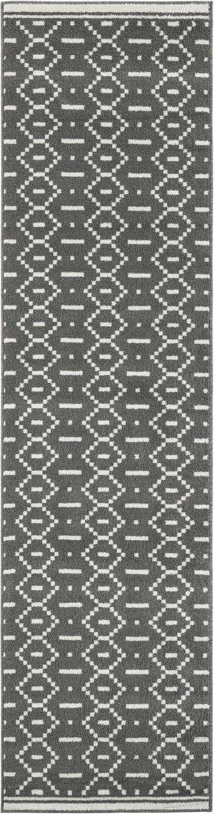 Gray 2' 7 x 10' Norge Runner Area Rug 100% Polypropylene Easy Clean Non Shed Stain Resistant Modern Carpet for Home Interior Design for Sale at Rug Engine