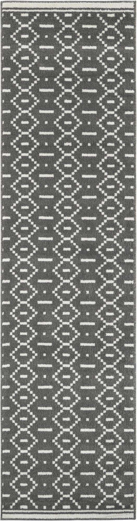 Gray 2' 7 x 10' Norge Runner Area Rug 100% Polypropylene Easy Clean Non Shed Stain Resistant Modern Carpet for Home Interior Design for Sale at Rug Engine